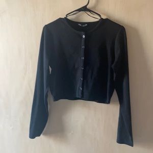 Zara Black Cropped Button Up Cardigan